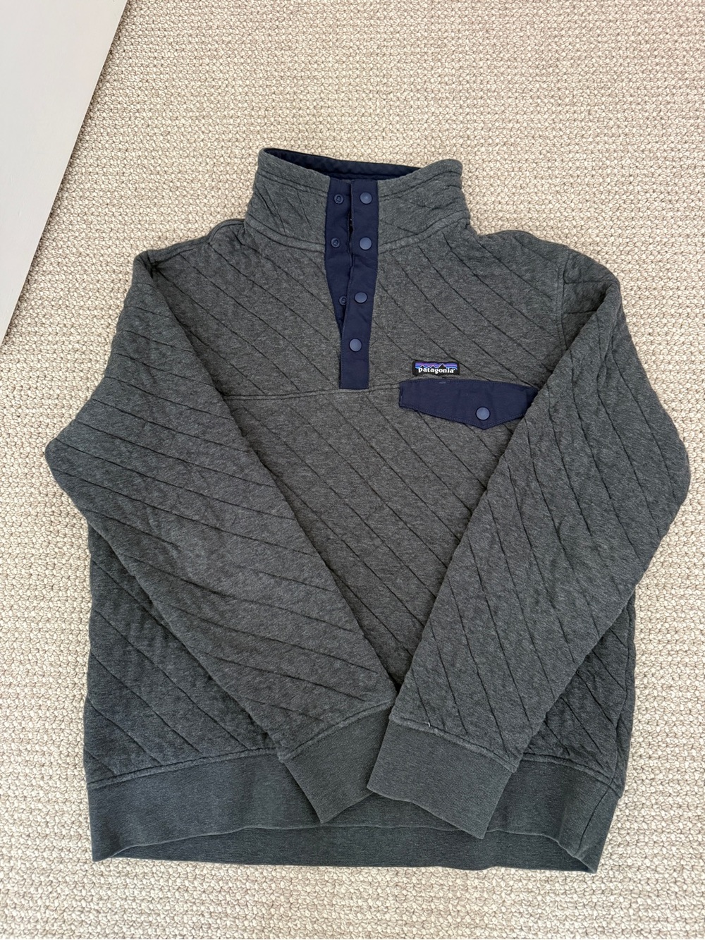 Patagonia Men’s Navy/Gray Lightweight Cotton Quilt Snap-T pullover size M